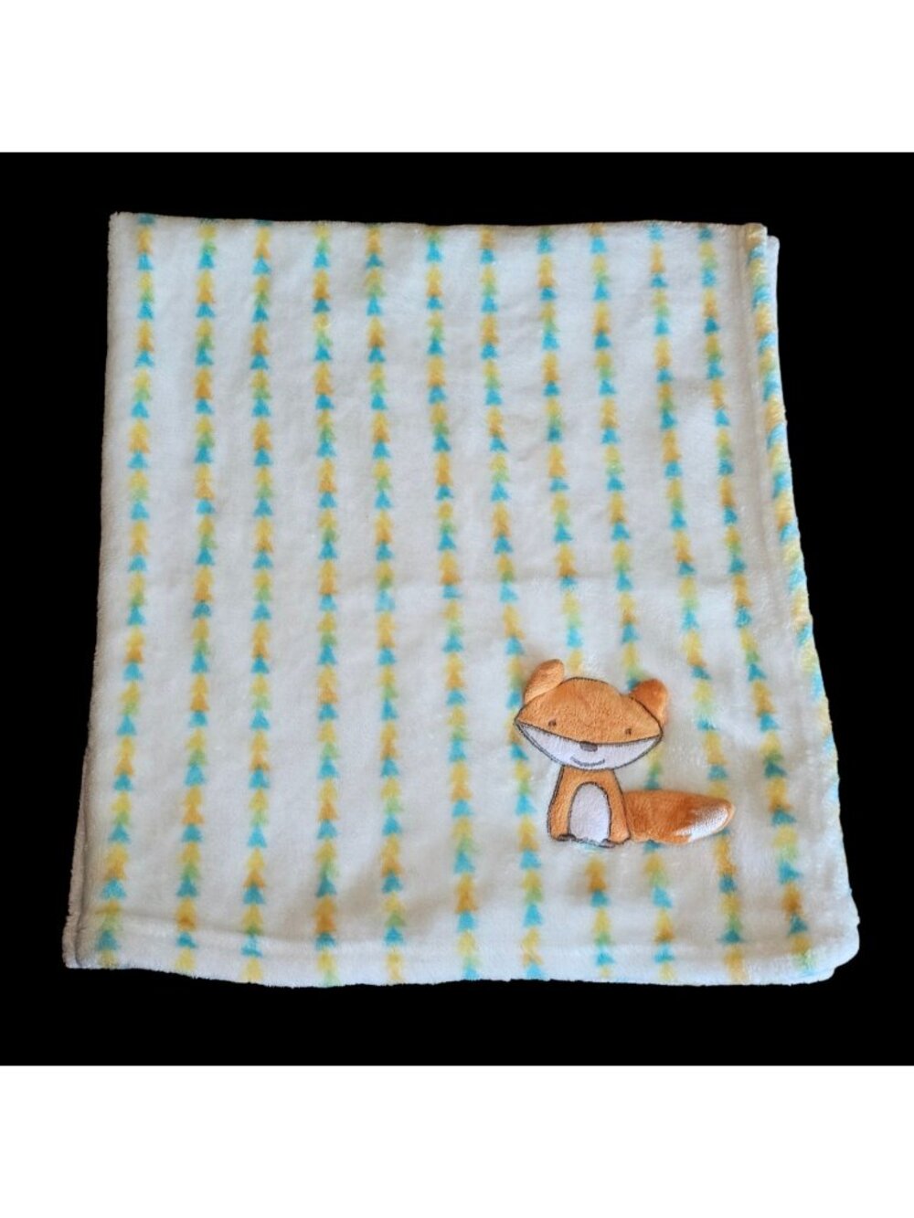 Le Bebe Favorite Fox Baby Blanket Plush security‎ lovey orange yellow triangles